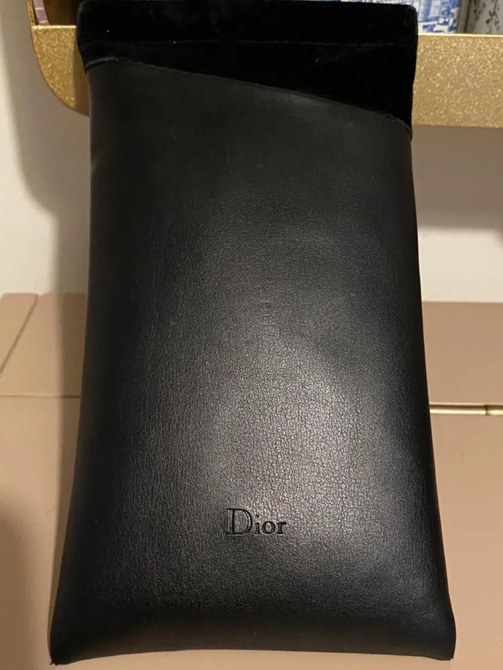 Dior Black Leather Sunglasses Pouch